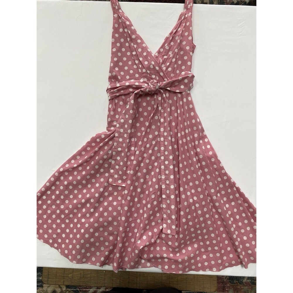 Kushi Pink Polka Dot Cotton Wrap Sundress - Size 10 Cottagecore Retro Y2K